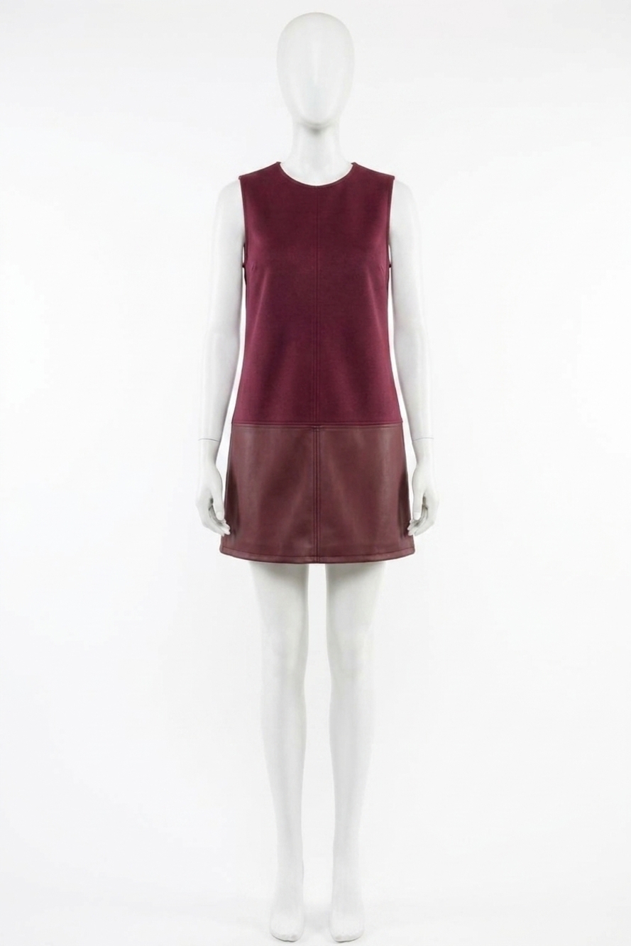 NEW THML sleeveless mixed media dress in burgundy
